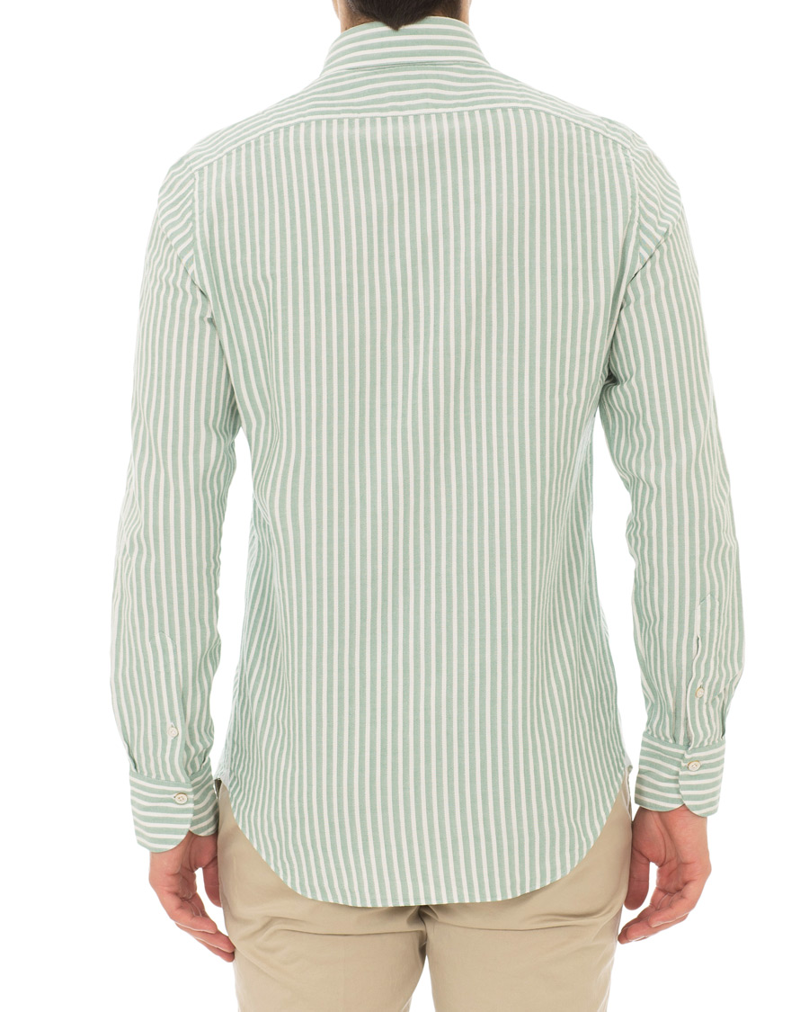 Herre | Skjorter | Finamore Napoli | Tokyo Cotton/Linen Striped Shirt Green/White