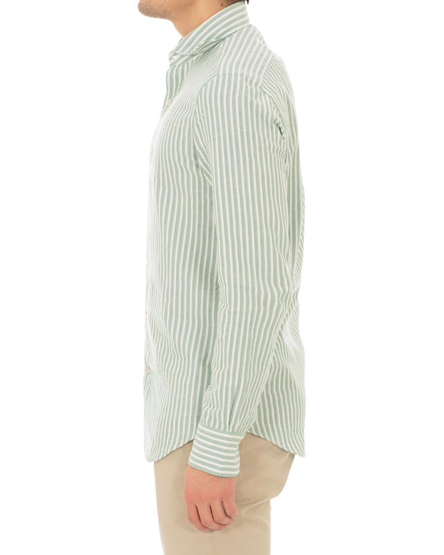 Herre | Skjorter | Finamore Napoli | Tokyo Cotton/Linen Striped Shirt Green/White