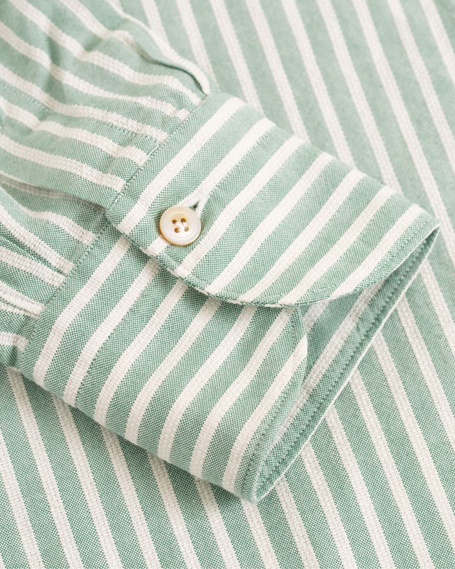 Herre | Skjorter | Finamore Napoli | Tokyo Cotton/Linen Striped Shirt Green/White