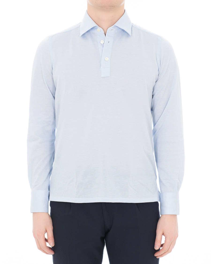 Herre | Pikéer | Finamore Napoli | Orlando Long Sleeve Polo Light Blue