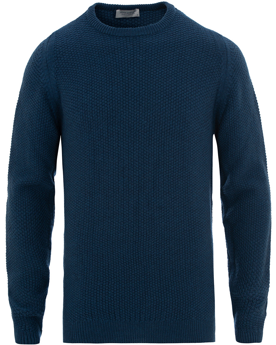 Herre | Gensere | John Smedley | 8 Singular Textured Wool Sweater Indigo