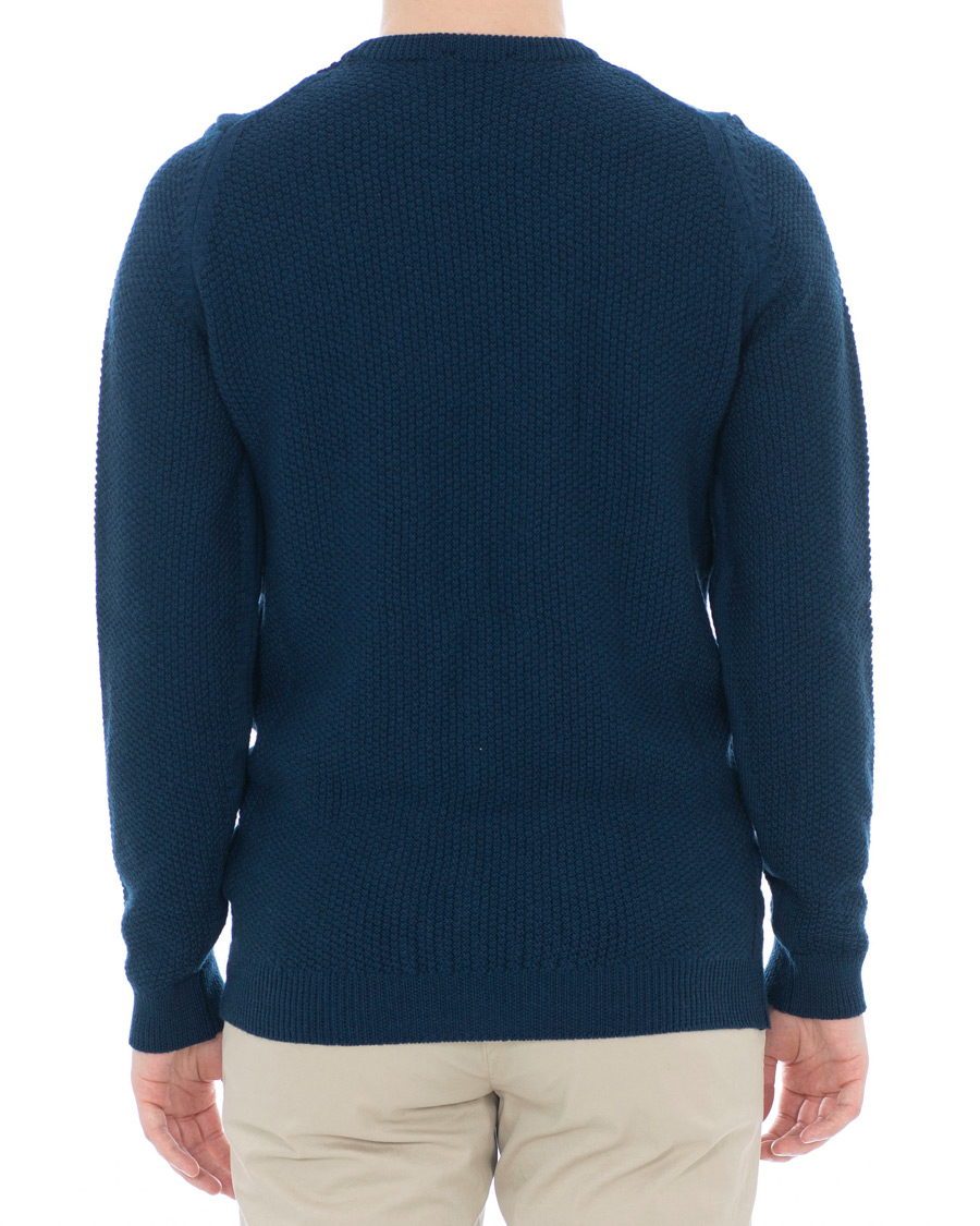 Herre | Gensere | John Smedley | 8 Singular Textured Wool Sweater Indigo