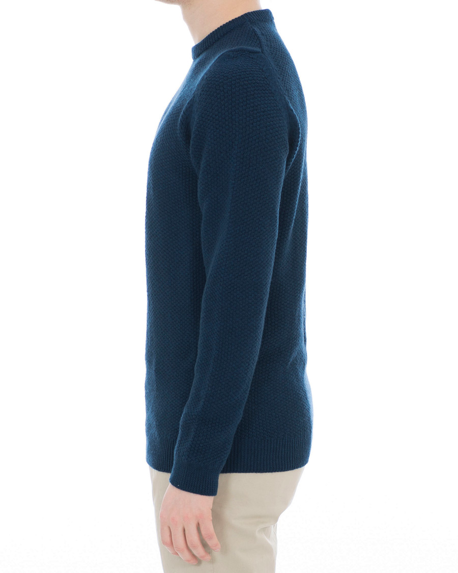 Herre | Gensere | John Smedley | 8 Singular Textured Wool Sweater Indigo