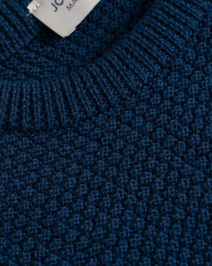 Herre | Gensere | John Smedley | 8 Singular Textured Wool Sweater Indigo