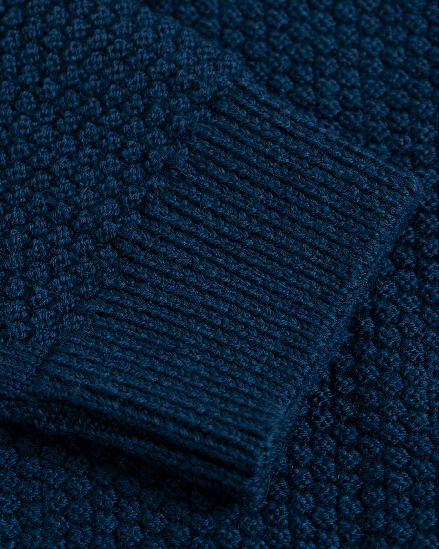 Herre | Gensere | John Smedley | 8 Singular Textured Wool Sweater Indigo