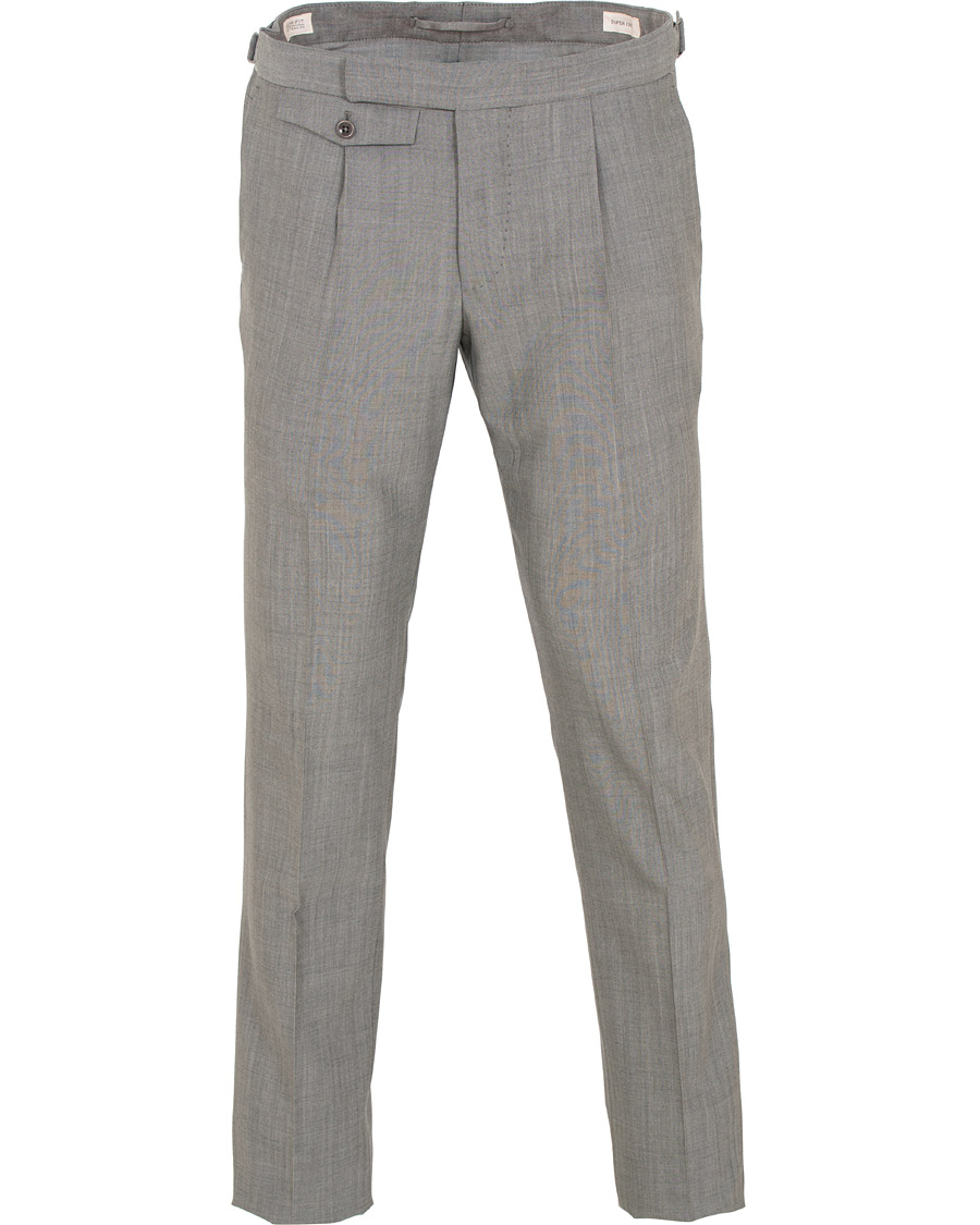 Herre | Bukser | Incotex | Slim Fit Pleated Super 130's Wool Trousers Light Grey