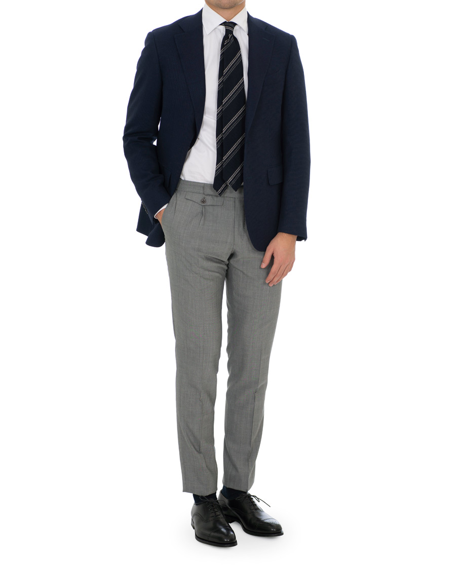 Herre | Bukser | Incotex | Slim Fit Pleated Super 130's Wool Trousers Light Grey