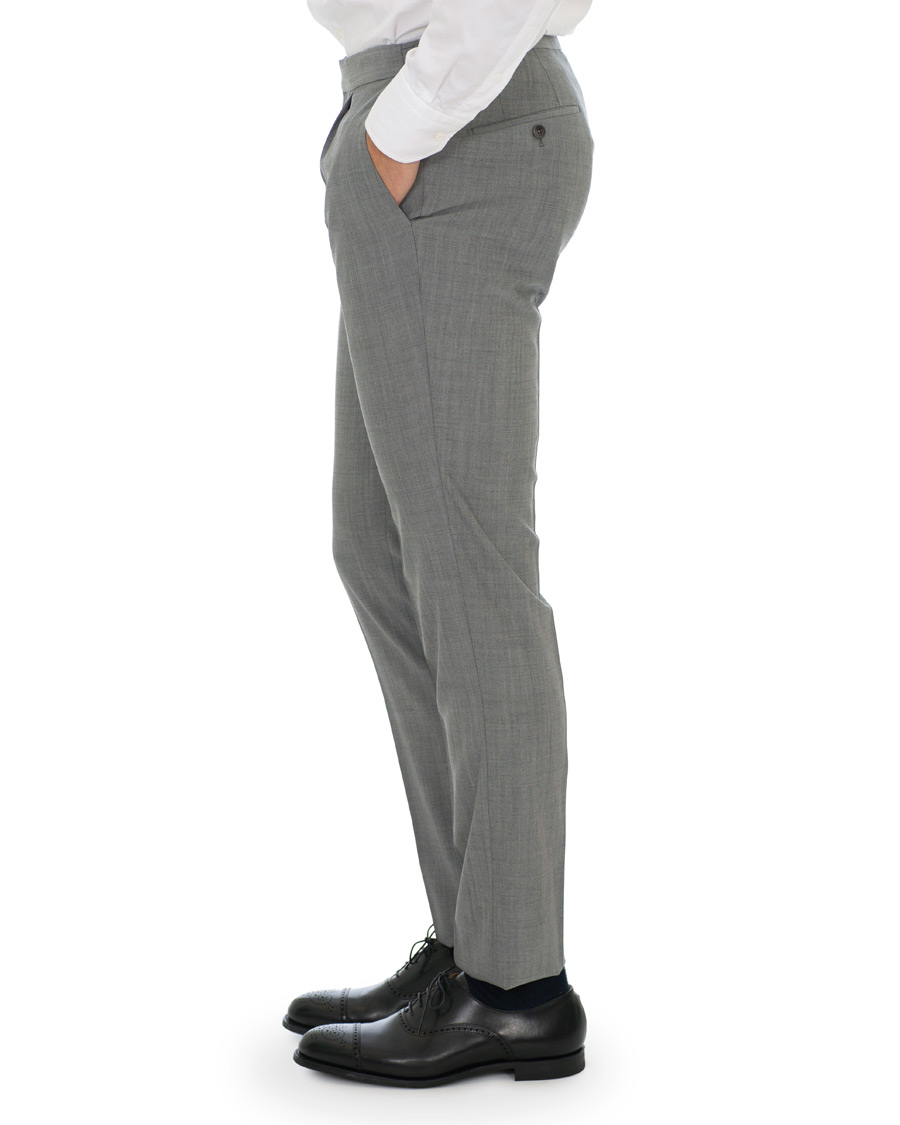 Herre | Bukser | Incotex | Slim Fit Pleated Super 130's Wool Trousers Light Grey
