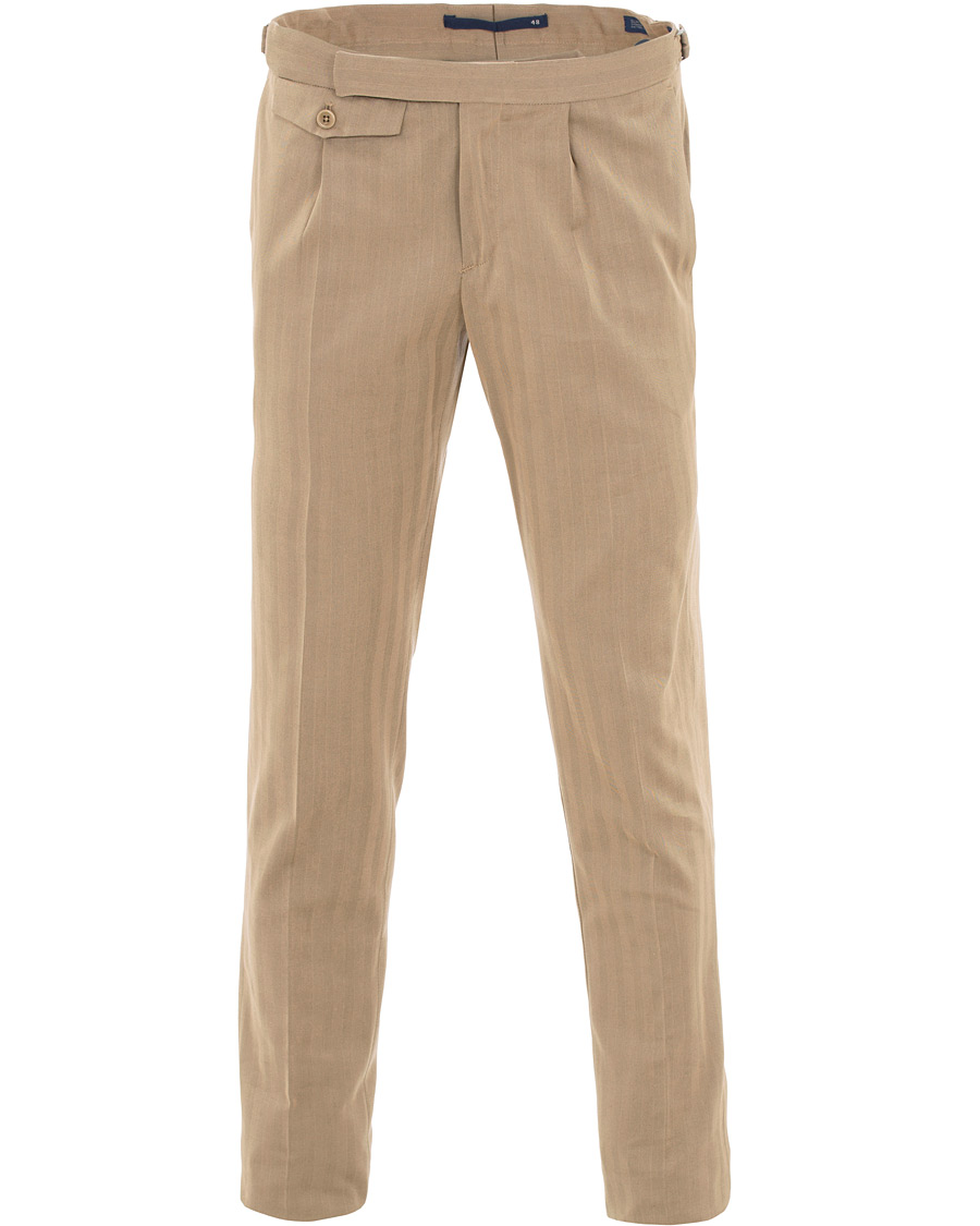 Herre | Bukser | Incotex | Solaro High Waist Side Adjuster Pleated Chino Tobacco