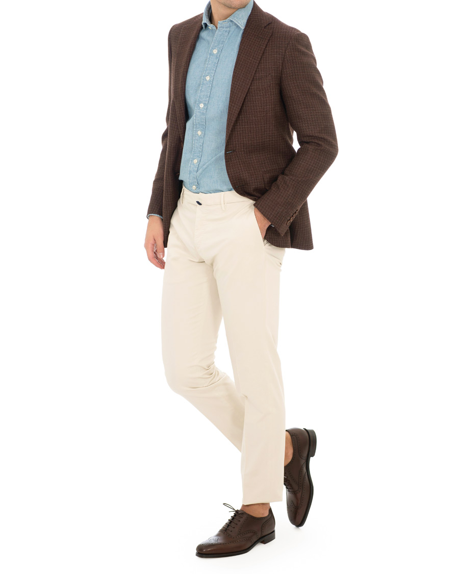 Herre | Bukser | Incotex | Slim Fit Stretch Chinos Off White
