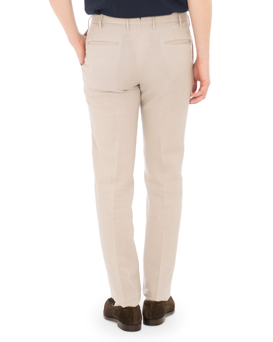 Herre | Bukser | Incotex | Slim Fit Linen Natural Stretch Trousers Beige