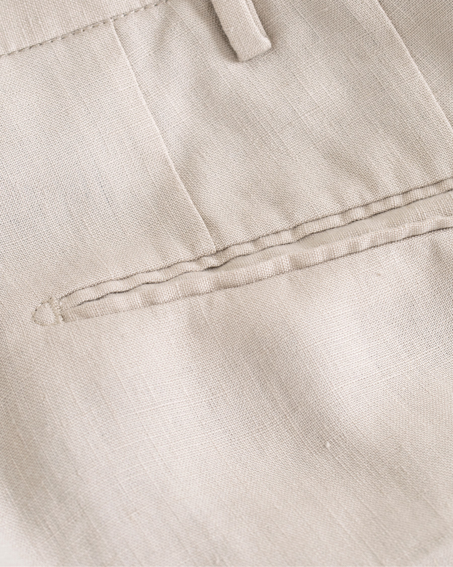 Herre | Bukser | Incotex | Slim Fit Linen Natural Stretch Trousers Beige