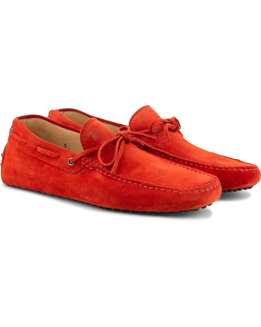 Herre | Tod's Laccetto Gommino Carshoe Red Suede | Tod's | Laccetto Gommino Carshoe Red Suede