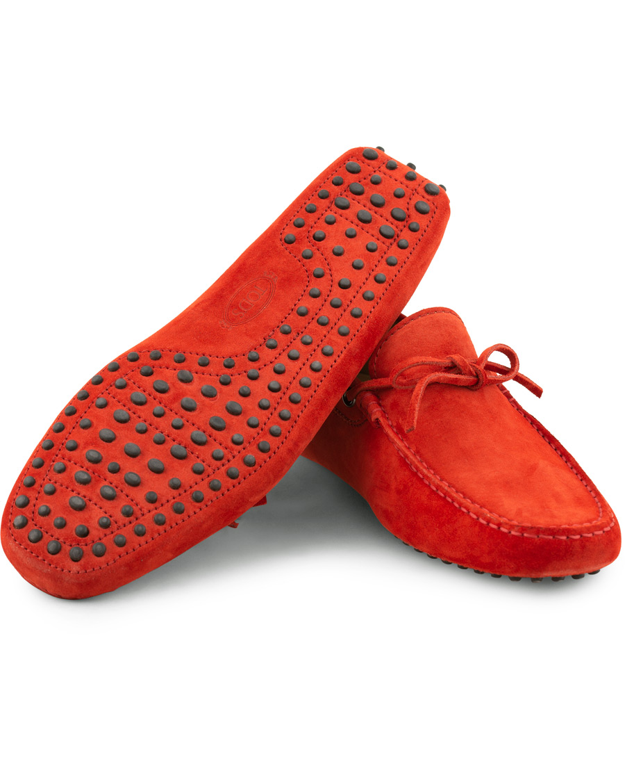 Herre | Tod's Laccetto Gommino Carshoe Red Suede | Tod's | Laccetto Gommino Carshoe Red Suede