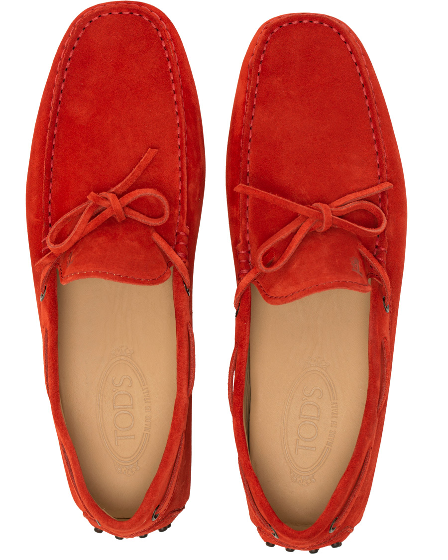 Herre | Tod's Laccetto Gommino Carshoe Red Suede | Tod's | Laccetto Gommino Carshoe Red Suede