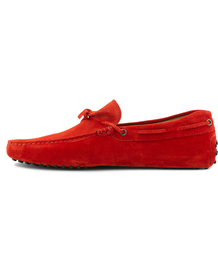 Herre | Tod's Laccetto Gommino Carshoe Red Suede | Tod's | Laccetto Gommino Carshoe Red Suede