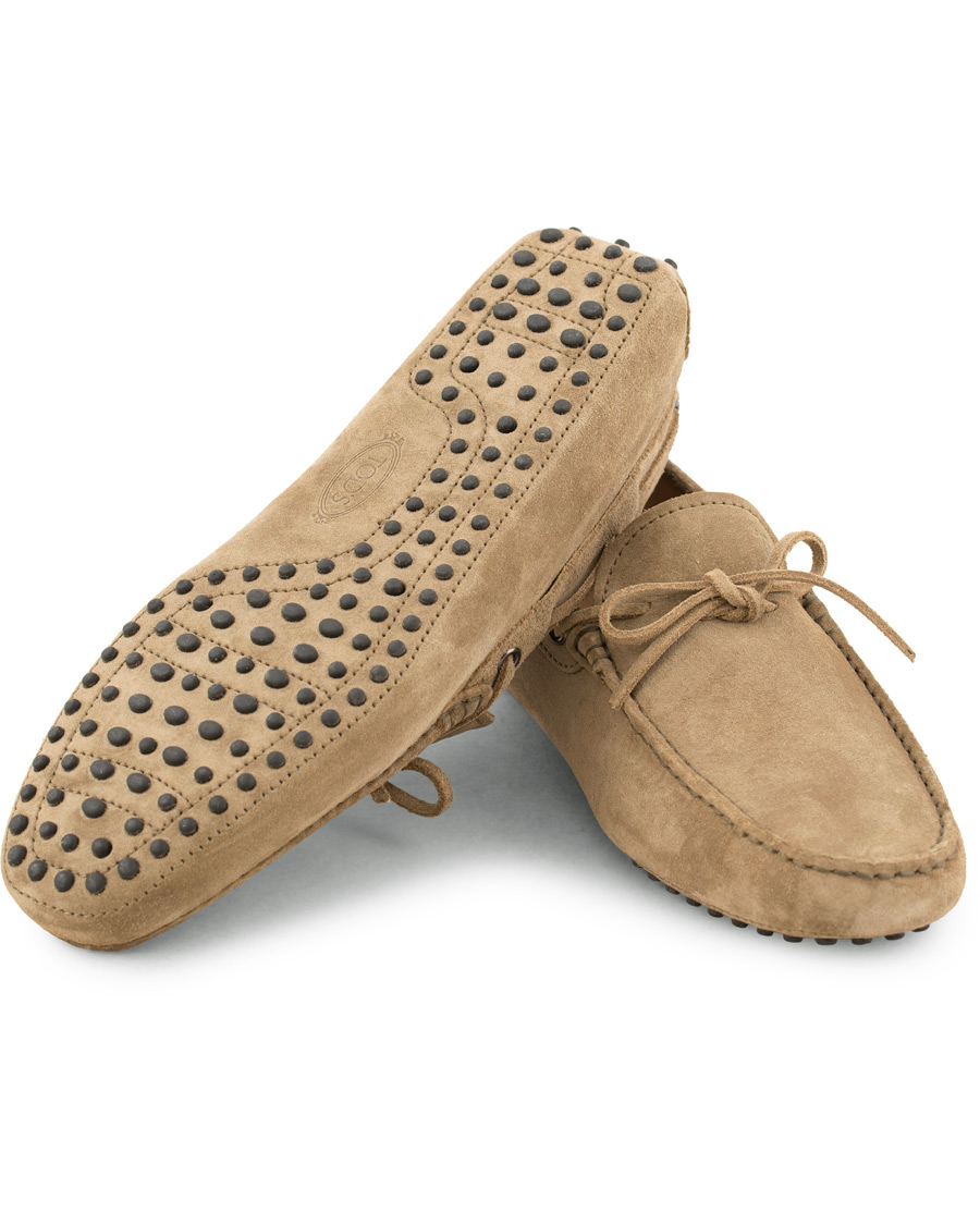 Herre | Tod's Laccetto Gommino Carshoe Olive Suede | Tod's | Laccetto Gommino Carshoe Olive Suede