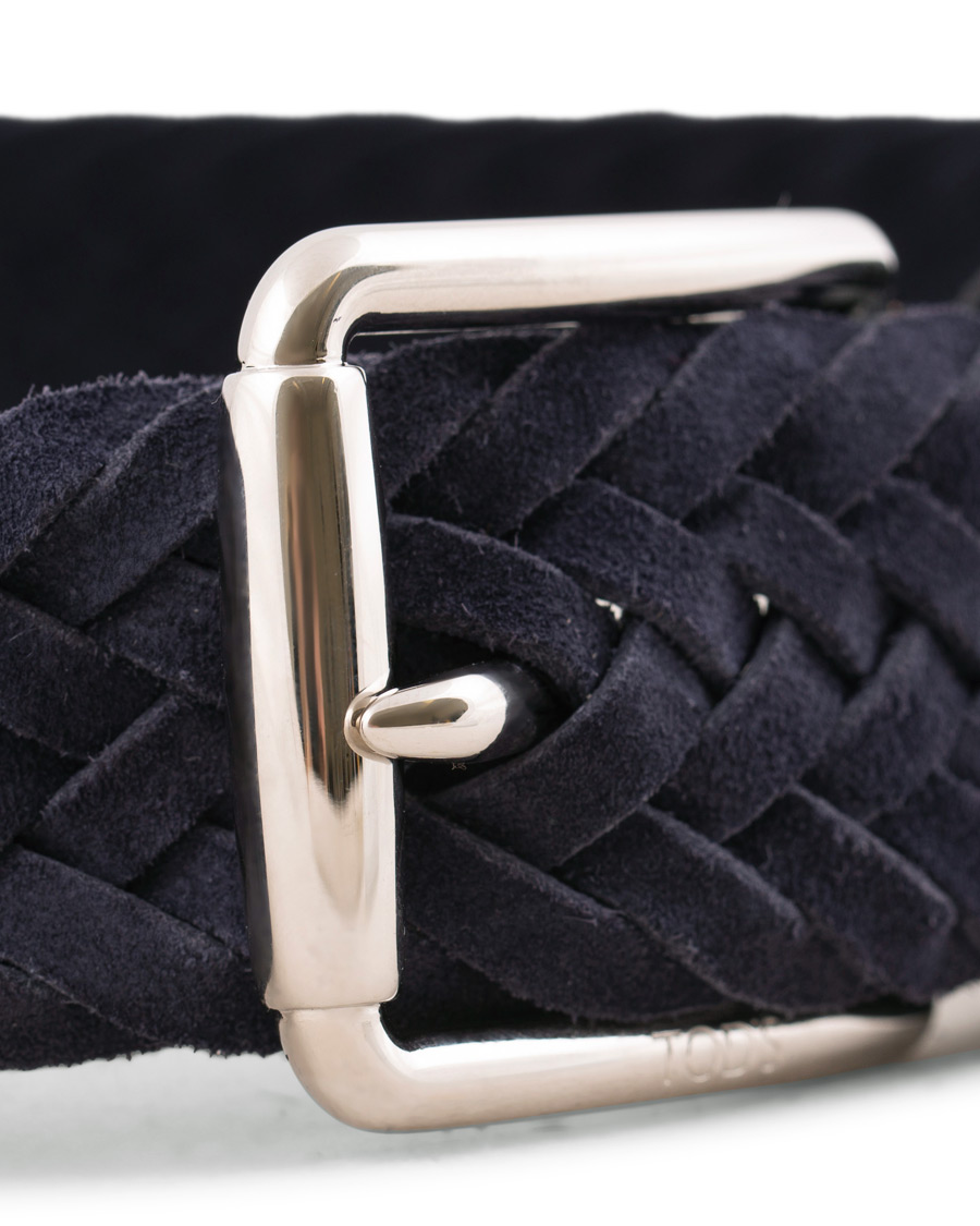 Herre | Tod's Intreccio Woven Belt Midnight Blue Suede | Tod's | Intreccio Woven Belt Midnight Blue Suede