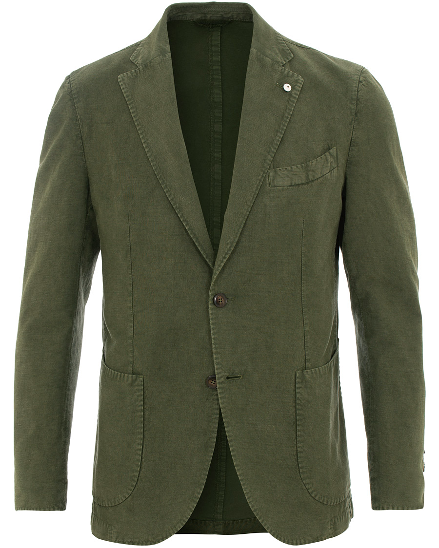 Herre | Dressjakker | L.B.M. 1911 | Jack Regular Fit Linen Blazer Military Green