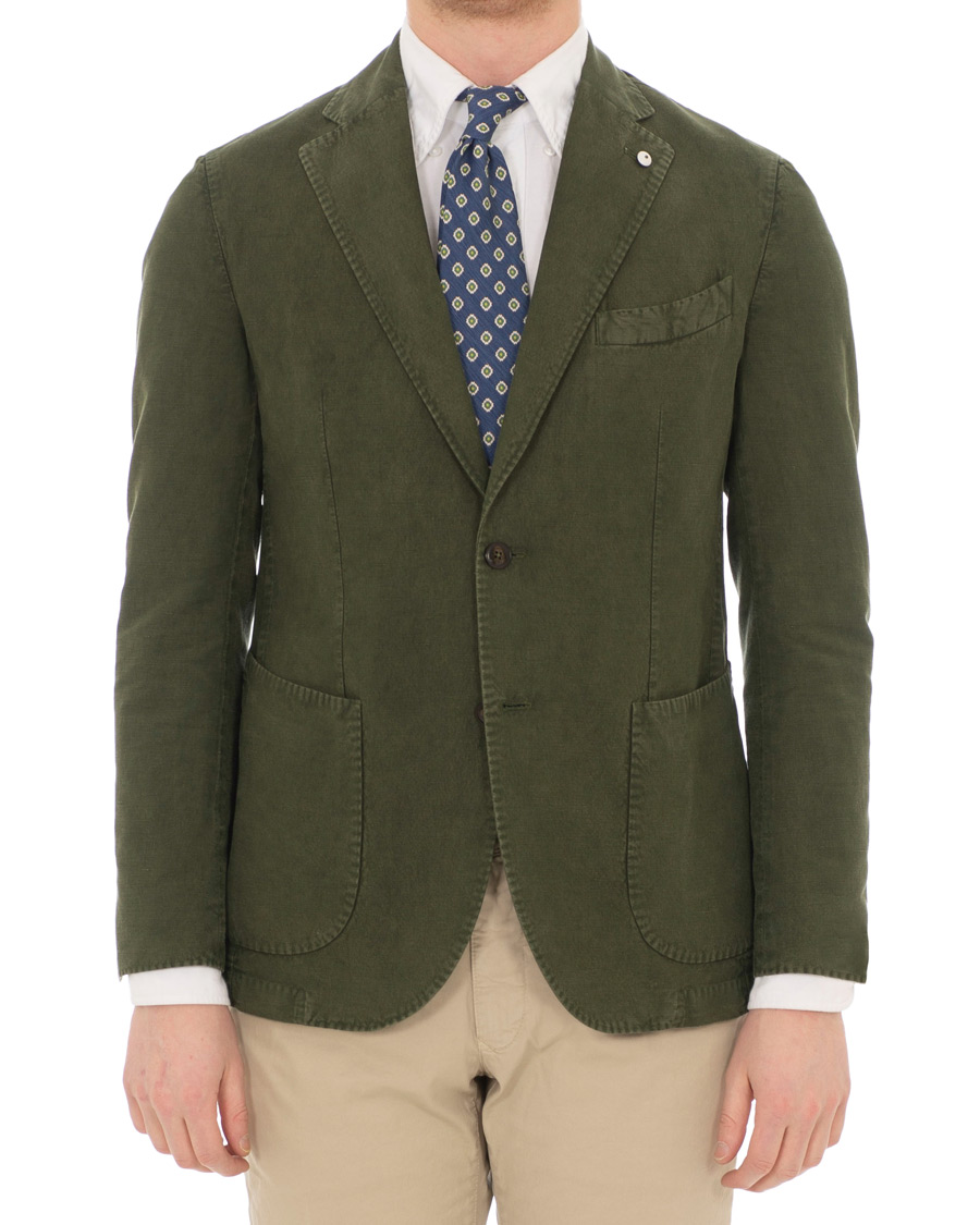 Herre | Dressjakker | L.B.M. 1911 | Jack Regular Fit Linen Blazer Military Green