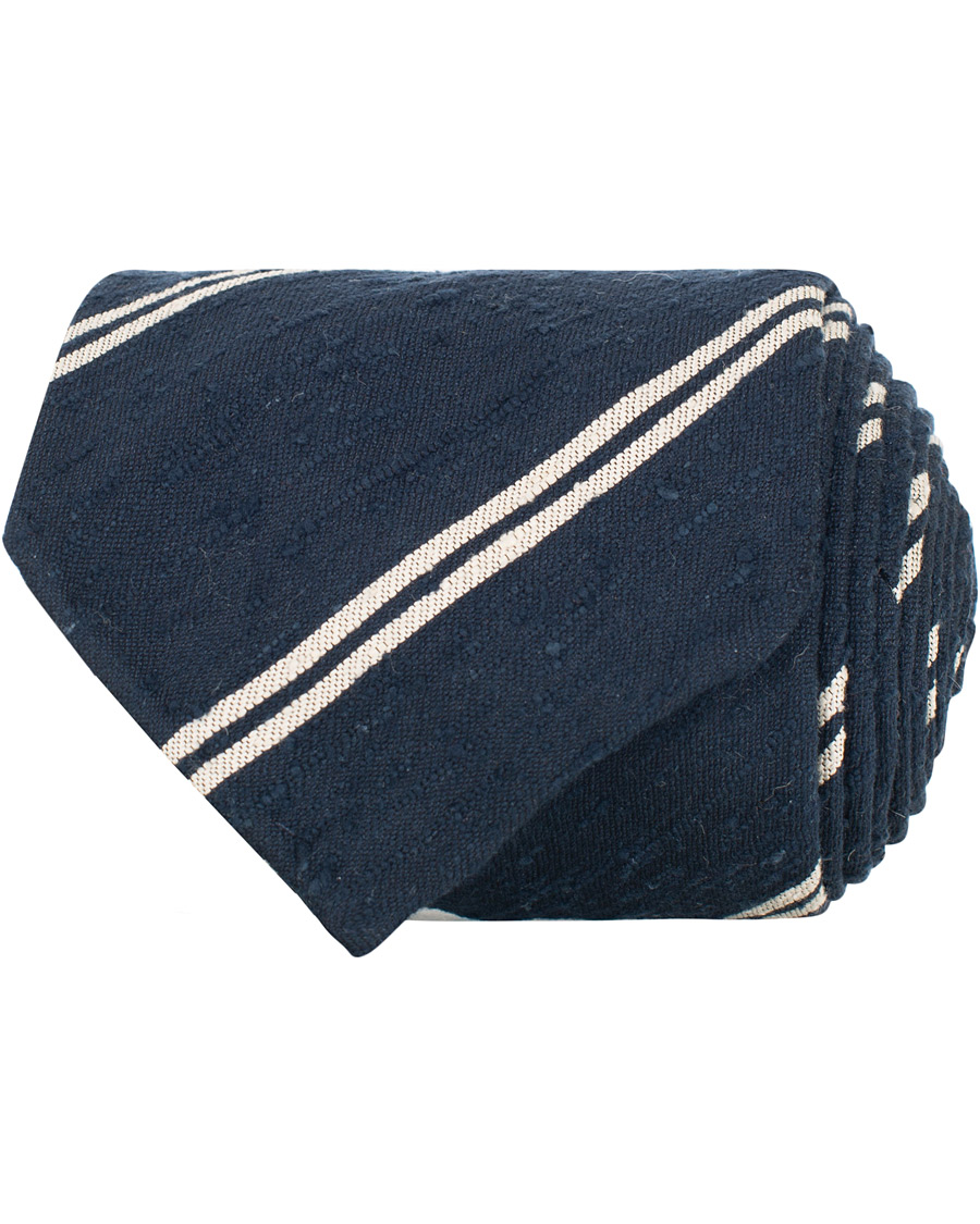 Herre | Drake's Hand Rolled Shantung Silk 8 cm Tie Navy | Drake's | Hand Rolled Shantung Silk 8 cm Tie Navy