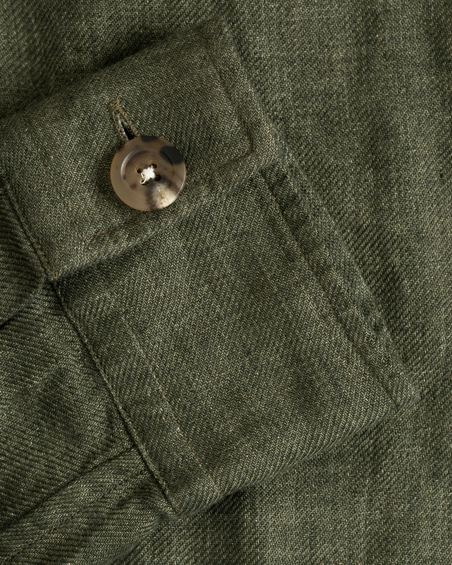 Herre | Skjorter | Drake's | Linen Shacket Green