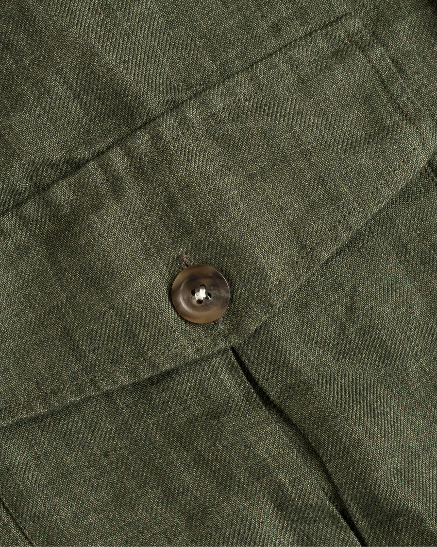 Herre | Skjorter | Drake's | Linen Shacket Green