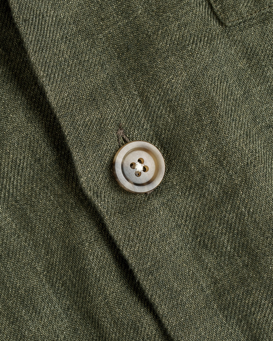 Herre | Skjorter | Drake's | Linen Shacket Green