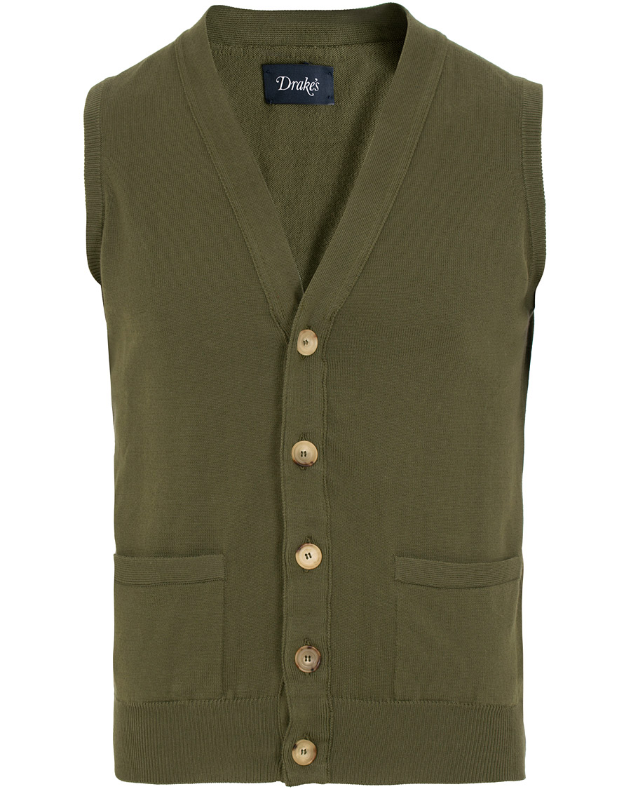 Herre | Gensere | Drake's | Cotton Slipover Green