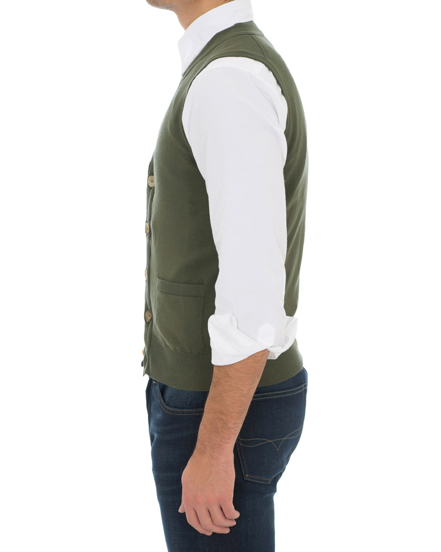 Herre | Gensere | Drake's | Cotton Slipover Green