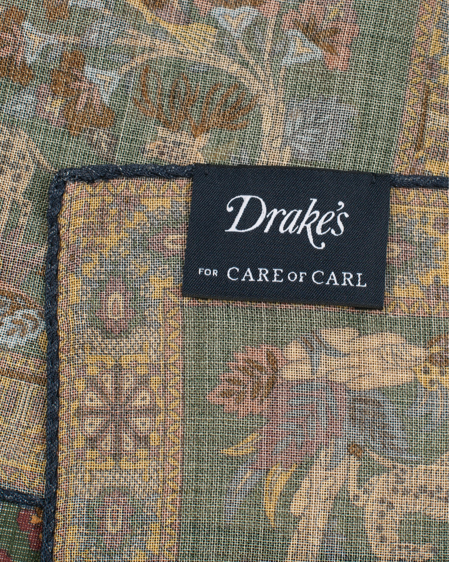 Herre | Drake's MTO Pocket Square Green | Drake's | MTO Pocket Square Green