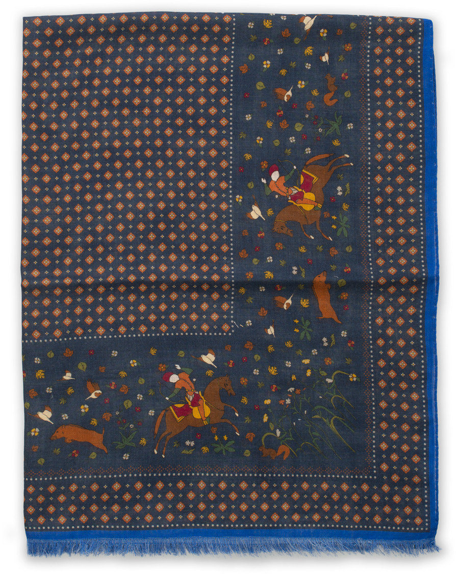 Herre | Drake's MTO Wool/Silk Printed Scarf Navy | Drake's | MTO Wool/Silk Printed Scarf Navy