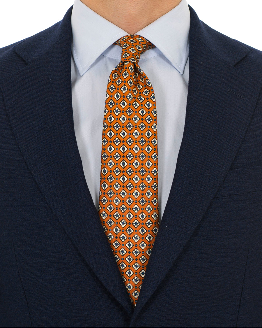Herre | | Drake's | MTO Silk 8 cm Tie Rust