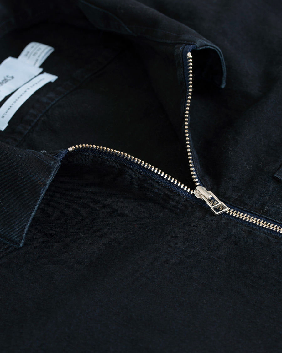Herre | Skjorter | Schnayderman?s | Schnayderman's Cotton Shirt Zip Jacket Dark Blue