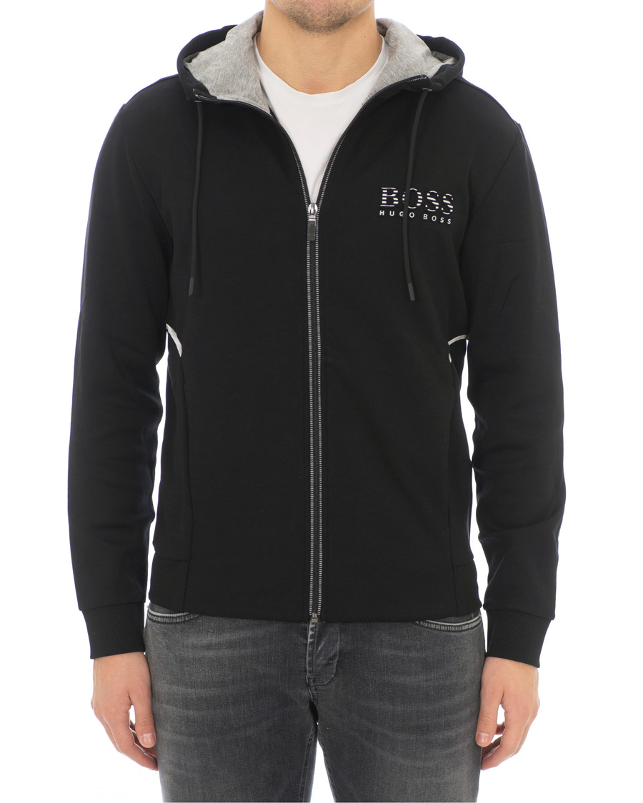 boss athleisure saggy full zip hoodie black