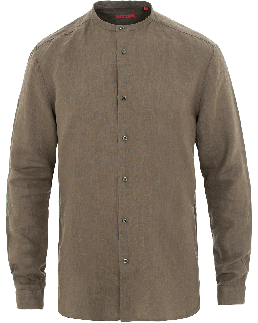 Herre | Skjorter | HUGO | Edyson Grandad Collar Shirt Medium Brown