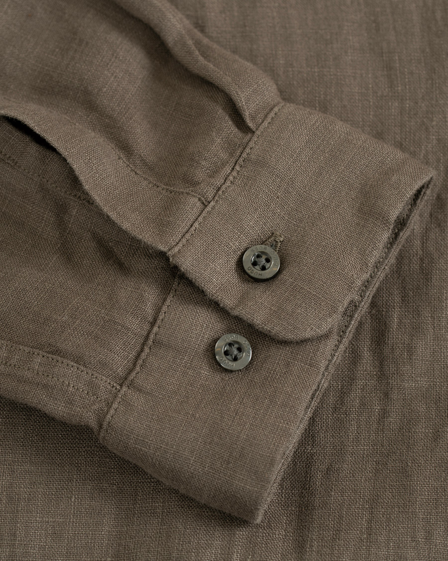 Herre | Skjorter | HUGO | Edyson Grandad Collar Shirt Medium Brown