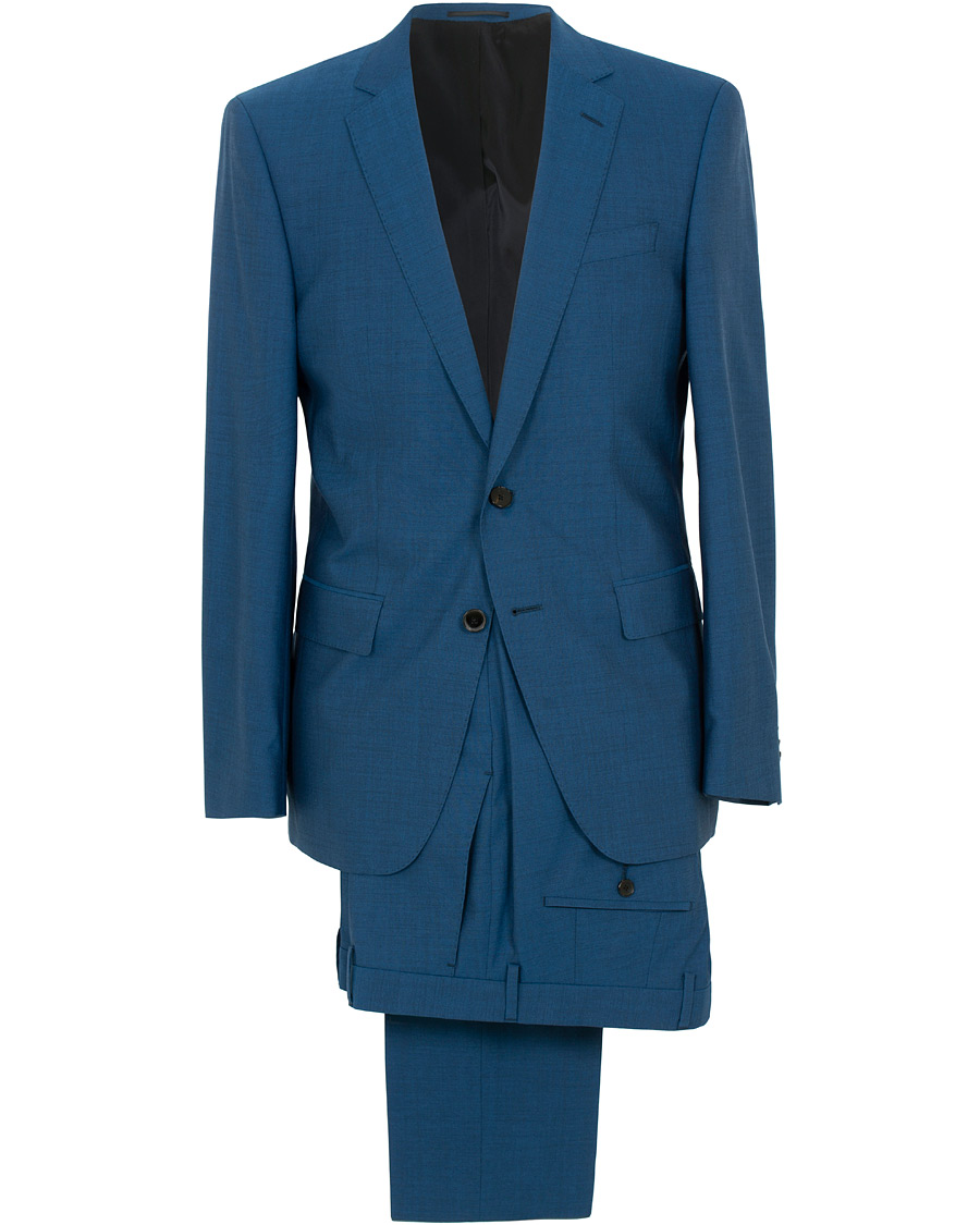 Herre | Dresser | BOSS BLACK | BOSS Huge/Genius Stretch Wool Suit Blue