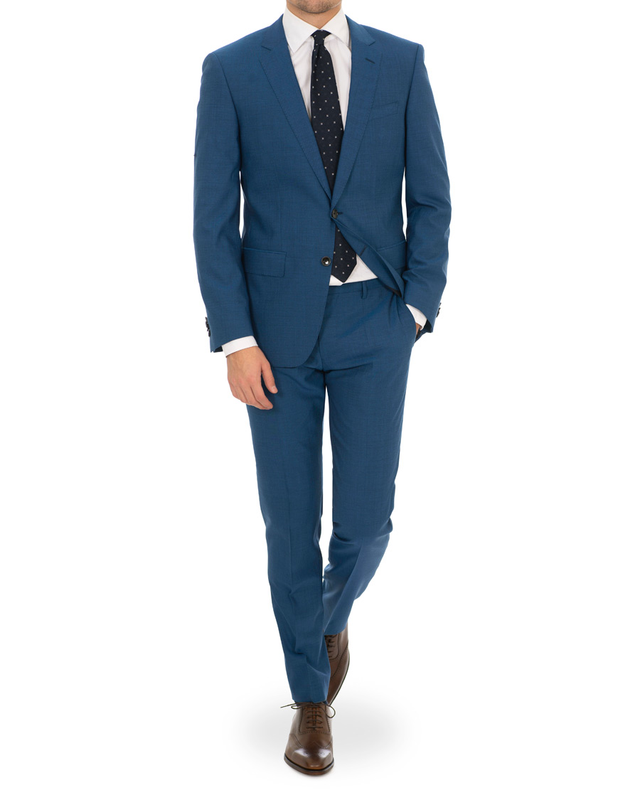 Herre | Dresser | BOSS BLACK | BOSS Huge/Genius Stretch Wool Suit Blue