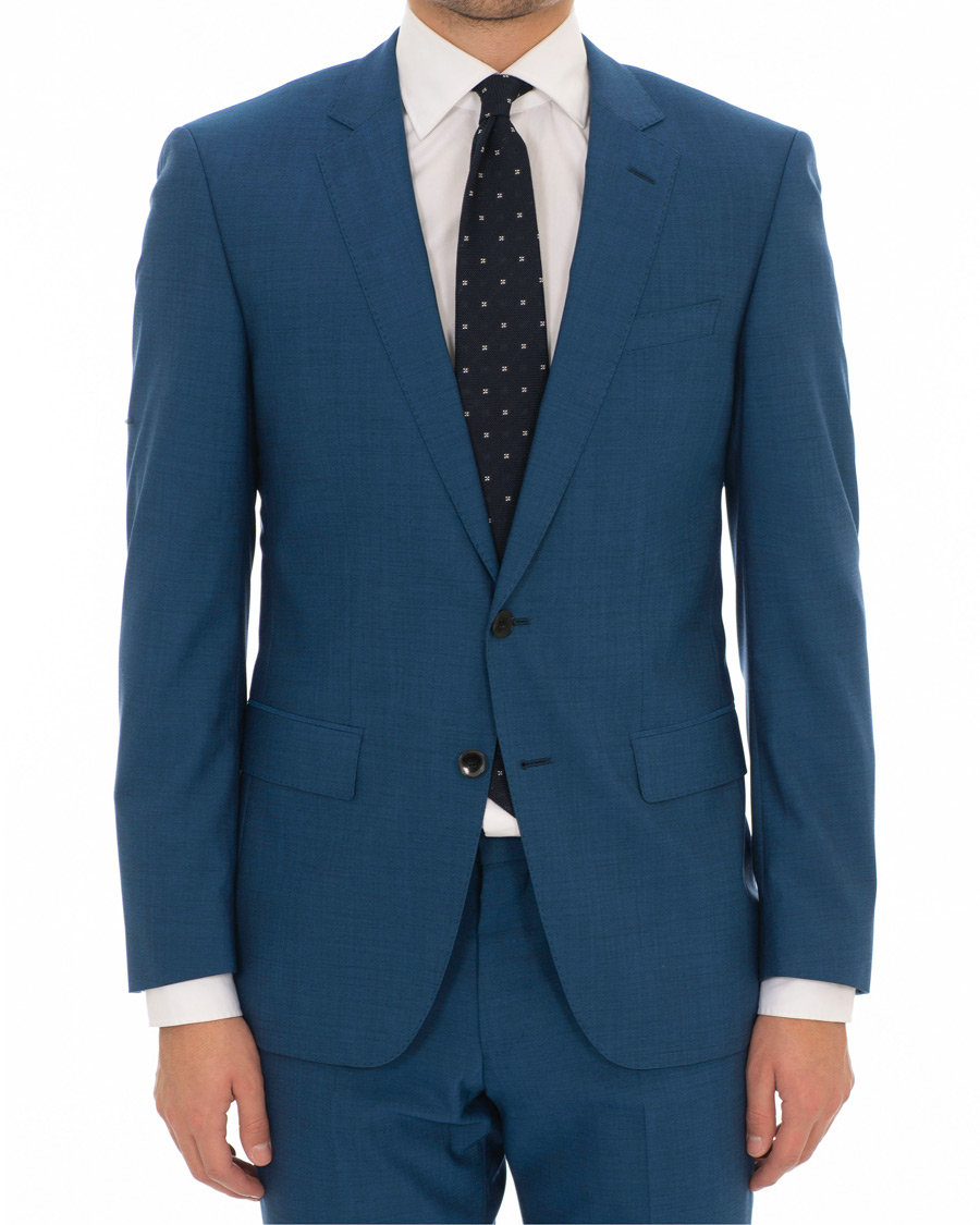 Herre | Dresser | BOSS BLACK | BOSS Huge/Genius Stretch Wool Suit Blue