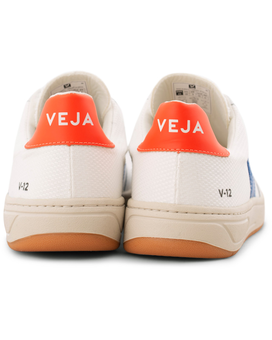 Herre | Veja V-12 Mesh Sneaker White/Indigo/Orange/Flou | Veja | V-12 Mesh Sneaker White/Indigo/Orange/Flou