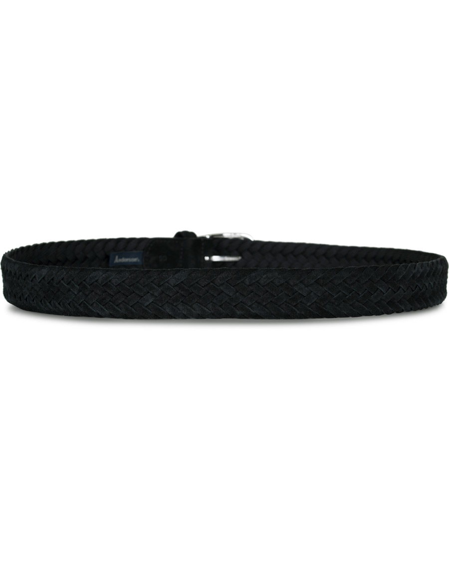 Herre | Anderson's Woven Suede 3,5 cm Belt Black 90 | Anderson's | Woven Suede 3,5 cm Belt Black 90
