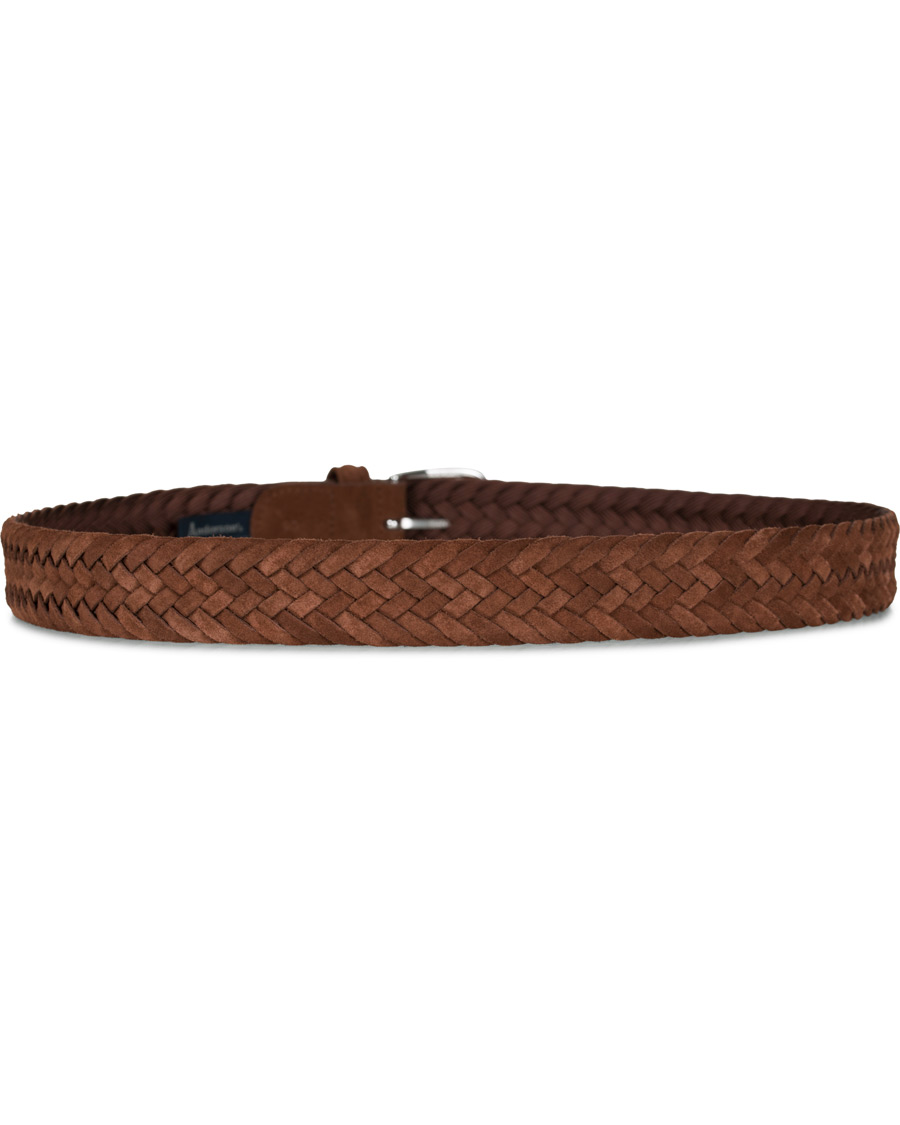 Herre | Anderson's Woven Suede 3,5 cm Belt Light Brown | Anderson's | Woven Suede 3,5 cm Belt Light Brown