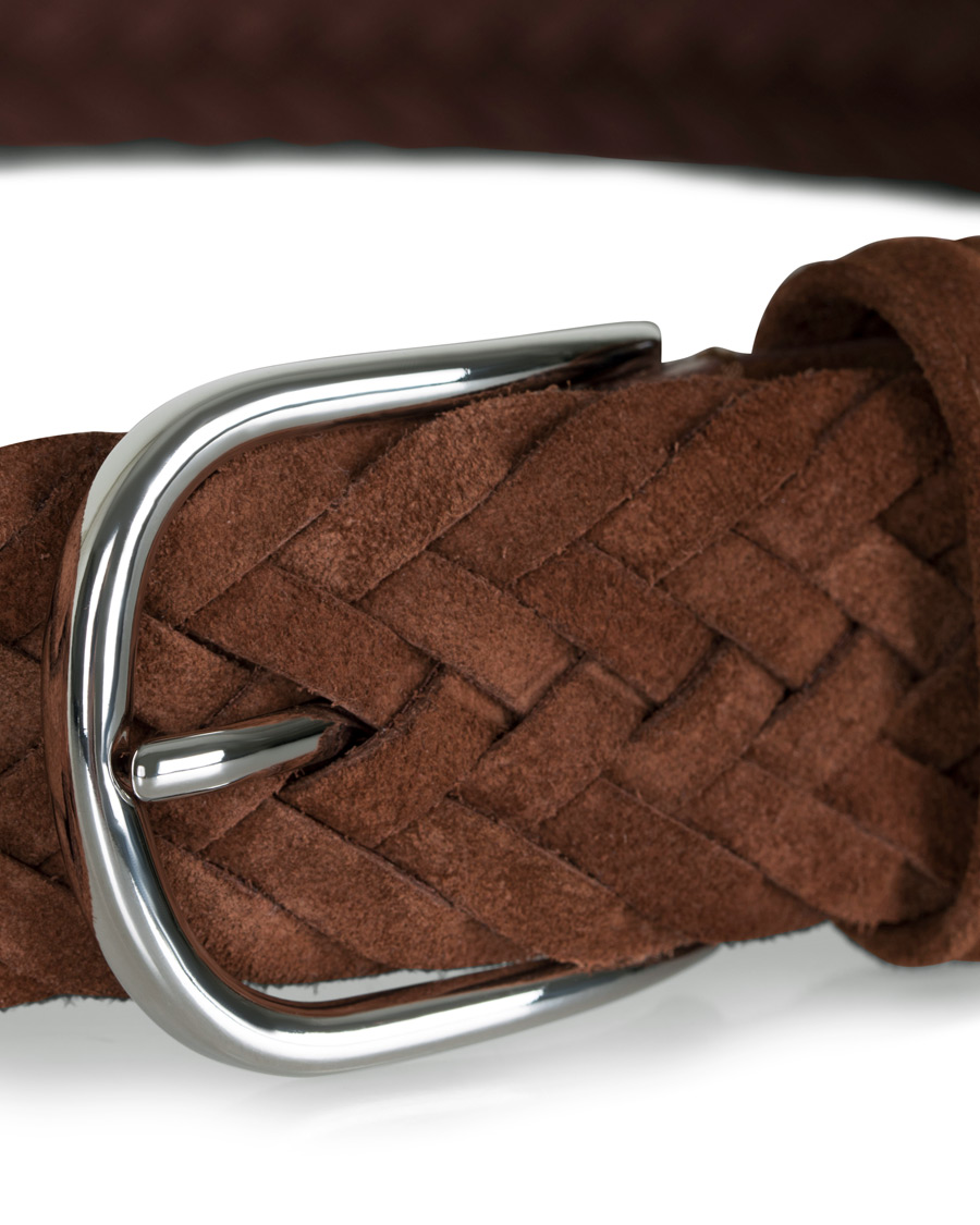 Herre | Anderson's Woven Suede 3,5 cm Belt Light Brown | Anderson's | Woven Suede 3,5 cm Belt Light Brown
