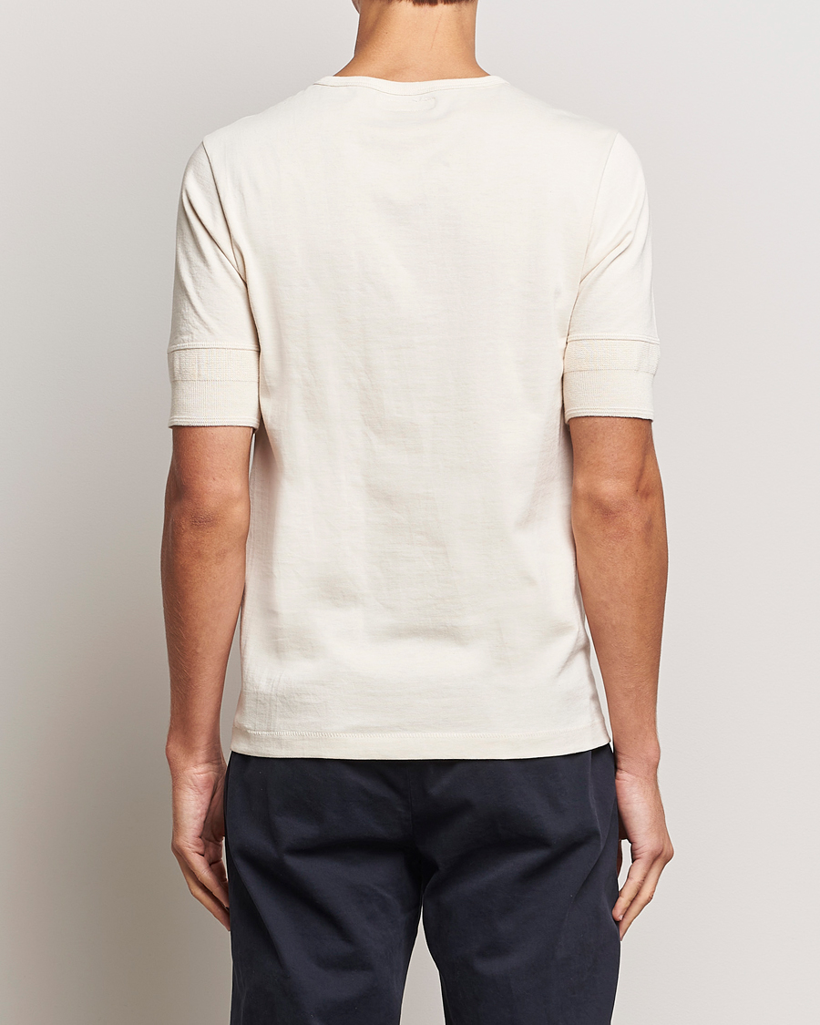 Herre | T-Shirts | Merz b. Schwanen | Short Sleeve Organic Cotton Henley Nature