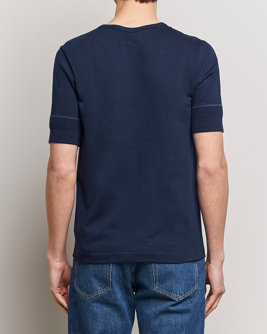 Herre | Gensere | Merz b. Schwanen | Short Sleeve Organic Cotton Henley Ink Blue