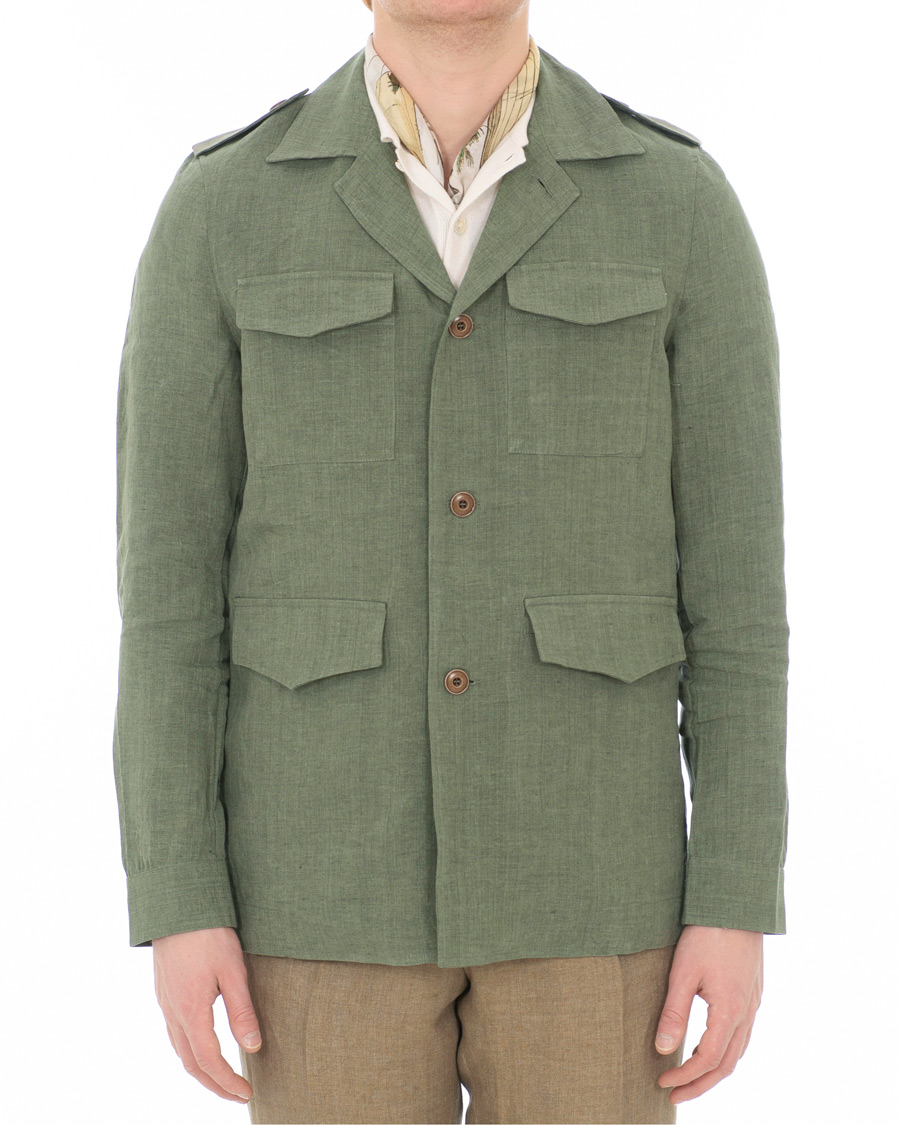 Herre | Skjorter | Gran Sasso | Safari Linen Jacket Green
