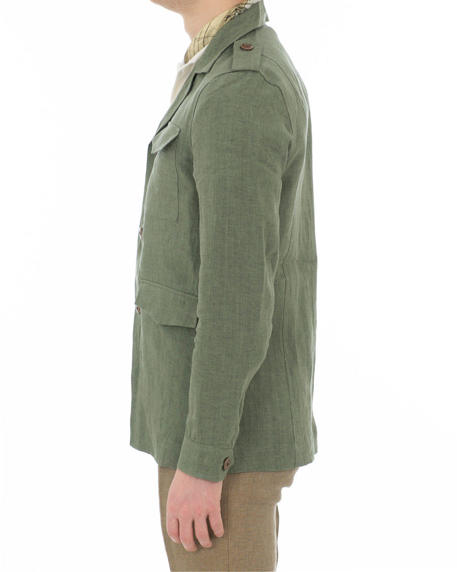 Herre | Skjorter | Gran Sasso | Safari Linen Jacket Green