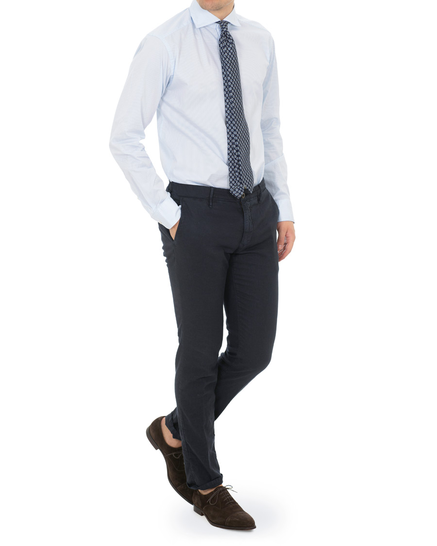 Herre | Skjorter | Eton | Slim Fit Lightweight Stripe Extreme Cutaway Blue