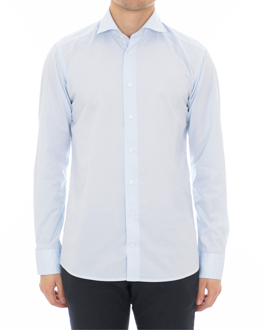 Herre | Skjorter | Eton | Slim Fit Lightweight Stripe Extreme Cutaway Blue